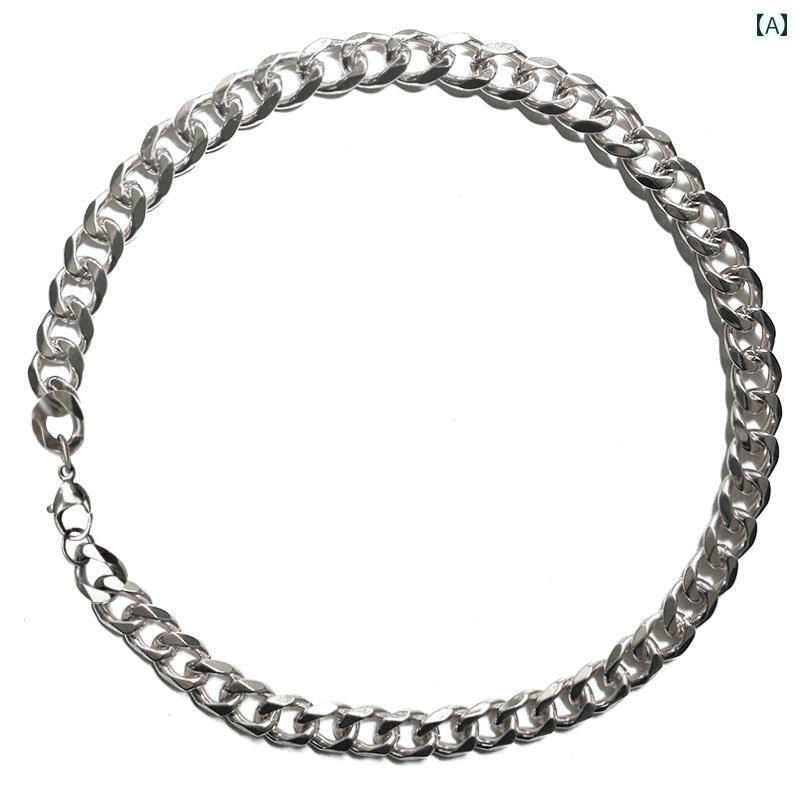 ネックレス メンズ アクセサリー シルバー 極太 ヒップホップ キューバ チェーン レディース チタン鋼 褪せにくい ストリート 厚手 シンプル クール