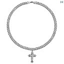 ネックレス メンズ アクセサリー シルバー 極太 ヒップホップ キューバ チェーン クロス ペンダント セット チタン鋼 鎖骨 褪せにくい クール