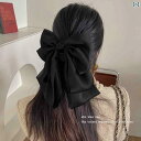 ヘアクリップ リボン 黒 赤 シャンパン 大きめ サテン レディース アクセサリー 後頭部 かわいい メッシュ 韓国 ハーフアップ シンプル 2個 セット