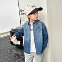 子供服 男の子 アウター 秋冬 デニムジャケット 薄手 カジュアル ストリート レジャー シンプル 前ボタン ポケット 襟 長袖 青