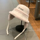 バケットハット レディース 帽子 秋冬 韓国 耳あて サイクリング スキー 裏起毛 ファー 厚手 暖かい カーキ ピンク ブラック
