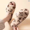 スリッパ ふわふわ オープントゥ レディース 秋冬 フラット コットン 起毛 ボア PVC 快適 もこもこ 柔らかい 無地 屋内 デイリー 暖かい エレガント シンプル 耐久性 通気性 23 24 255 cm 白 灰 茶(3)