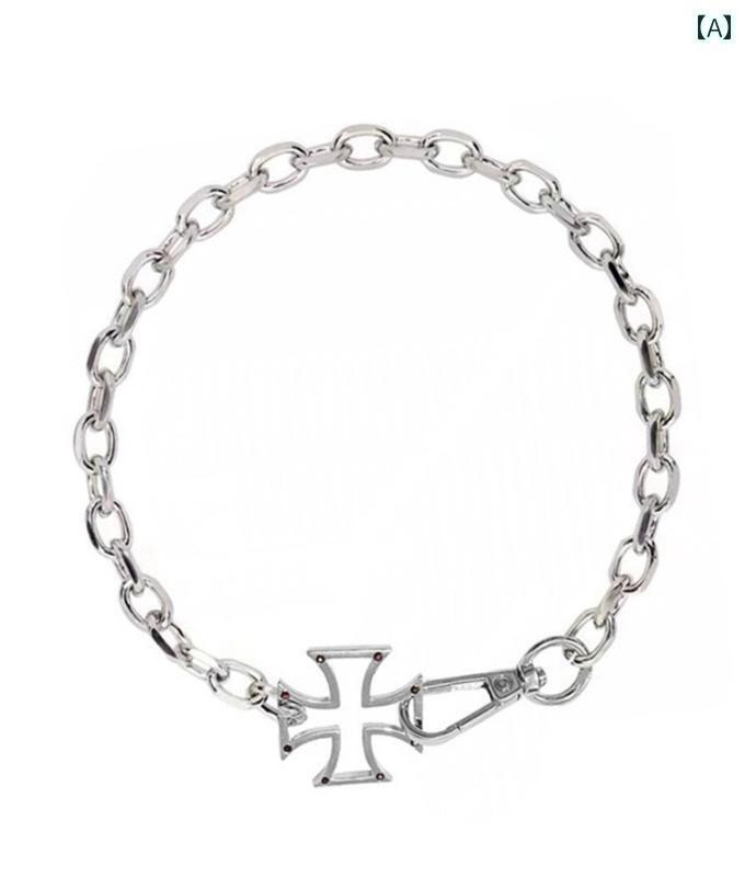 太い チェーン ネックレス メンズ クロス ショート ヒップ ホップ レディース キューバ カップル かっこいい ペア 韓国 十字架 おそろい