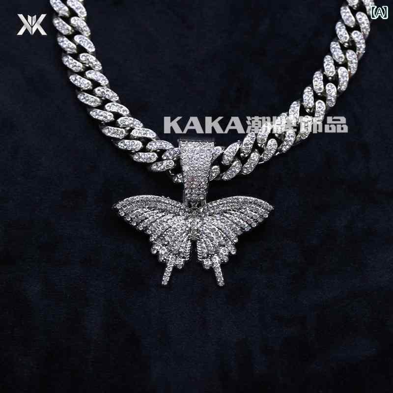 ネックレス メンズ アクセサリー レディース 極太 ヒップホップ 大きい バックル ヘッド バタフライ キューバ チェーン クール シルバー ゴールド 合金