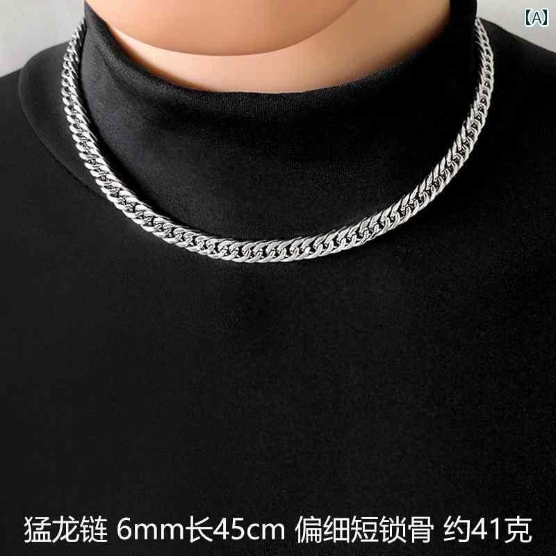 太い チェーン ネックレス メンズ レディース カップル ペア 鎖骨 チタン ヒップ ホップ ストリート かっこいい アクセサリー ダンス ダンサー 細