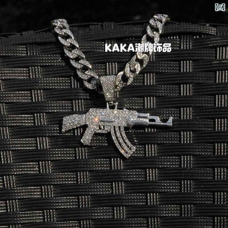 ネックレス メンズ アクセサリー レディース 極太 ヒップホップ ラインストーン 合金 ペンダント セット 鎖骨 キューバ チェーン 個性 シルバー ゴールド