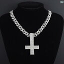 ネックレス メンズ アクセサリー 極太 ヒップホップ 逆 クロス ラインストーン ディスコ キャバ 鎖骨 キューバ ペンダント セット チェーン シルバー ゴー...