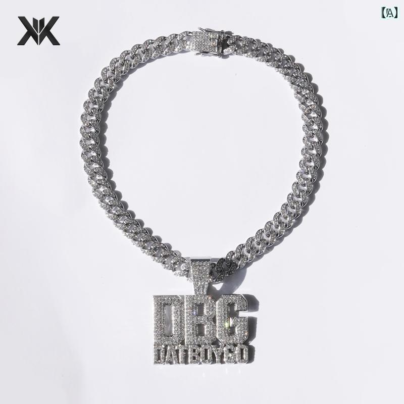 ネックレス メンズ アクセサリー シルバー 極太 ヒップホップ ラインストーン ペンダント セット 単品 キューバ チェーン レディース カップル アメリカン