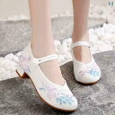 キッズ 女の子 かわいい 靴 刺繍 フォーマル 黒 白 ピンク 花柄 韓国 ローヒール 歩きやい ストラップ 春夏 秋冬 ワンタッチ パンプス レディース ラウ...