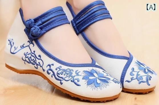 キッズ 女の子 かわいい 靴 刺繍 白 赤 ピンク 春夏 秋冬 漢服 布 子供 中国風 ウェッジソール 花柄 鳥 衣装 ストラップ インヒール 歩きやい パンプ...