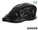 ハンチング帽子 メンズ レザー ピークハット レディース メンズ レディース兼 秋冬 カジュアル フラット ブラック レッド ブラウン シンプル おしゃれ レジ...