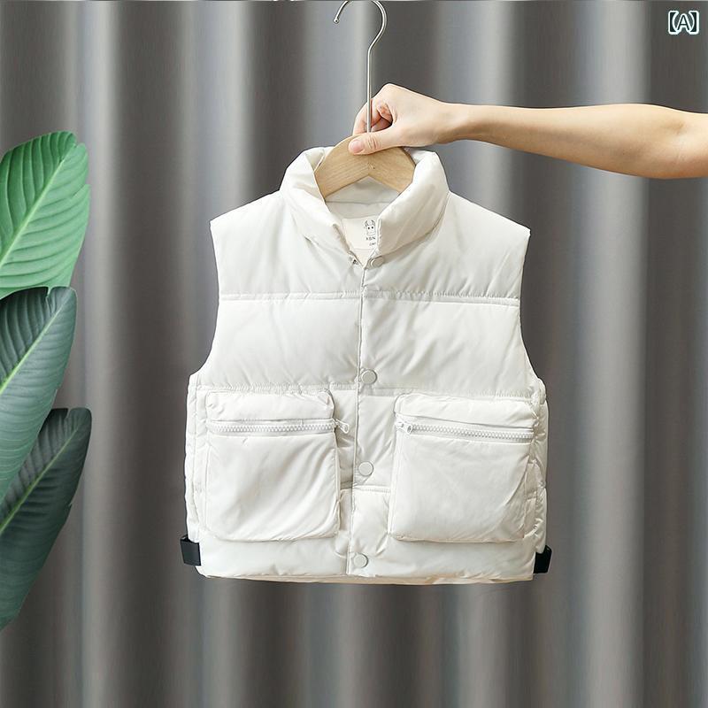 ダウンベスト キッズ 男の子 綿 秋冬 厚手 暖かい アプリコット グリーン ブラック アウター 防寒 シン..