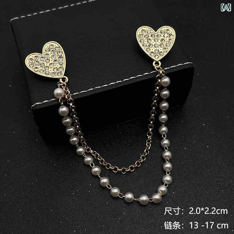 スーツ ピン チェーン 韓国 レディース 襟 ブローチ アクセサリー シャツ おしゃれ デート パーティー プレゼント ハート 星 クロス 金 銀