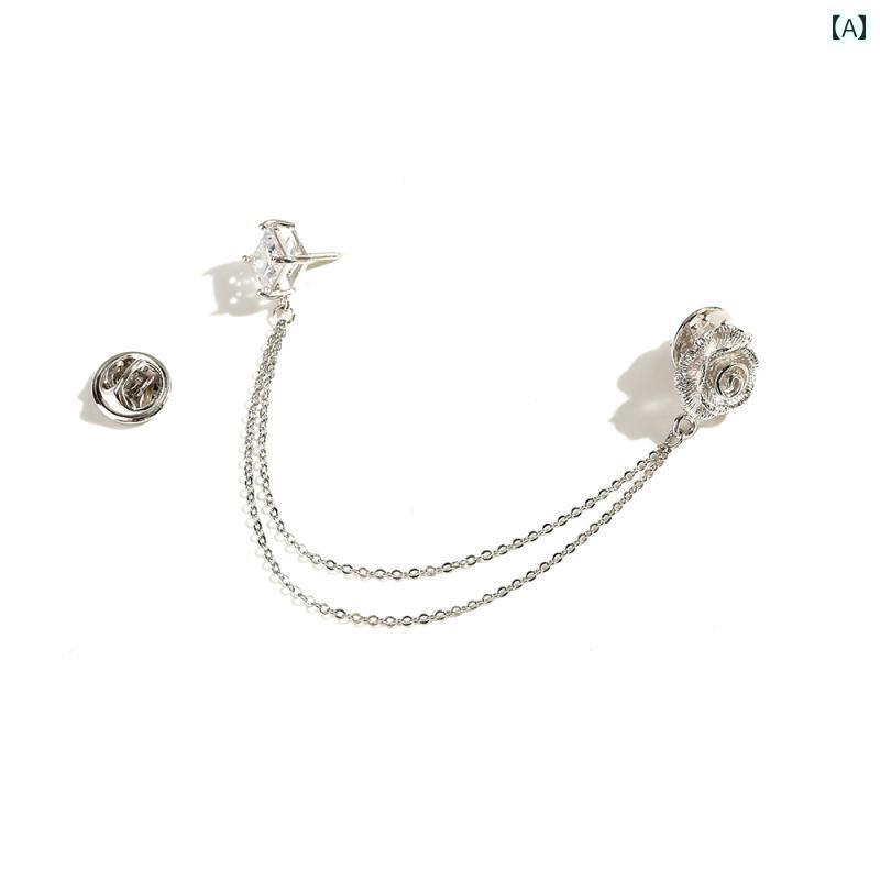 スーツ ピン チェーン ブローチ メンズ レディース 襟 シャツ フラワー アクセサリー ジャケット 装飾 プレゼント ビジネス パーティー デート 惑星 おし...