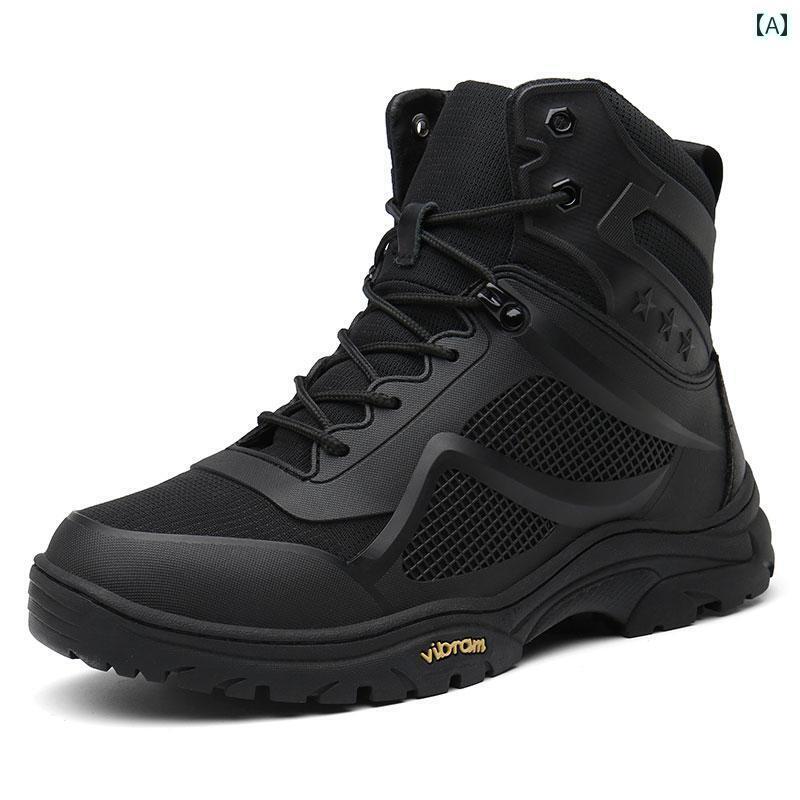 バイク ブーツ メンズ 春秋 牛革 レースアップ サイドジッパー ラウンドトゥ つま先強化 防水 軽量 通気 メッシュ 滑りにくい レトロ カジュアル シンプル 黒 茶