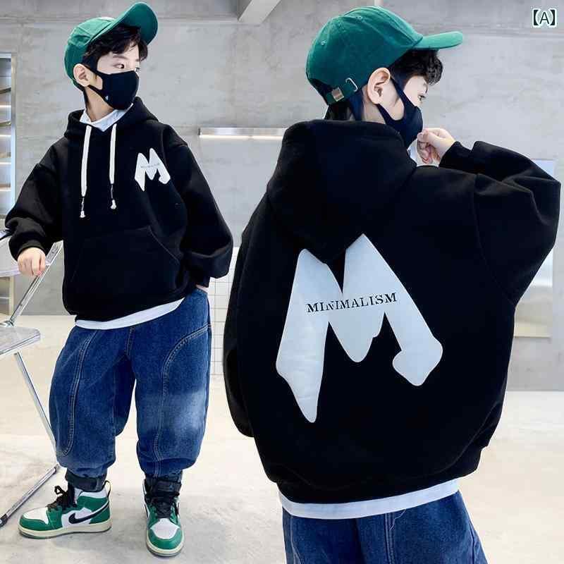 子供服 男の子 パーカー 秋冬 トップス キッズ ジュニア 韓国 フード スウェット プルオーバー ラグラ..