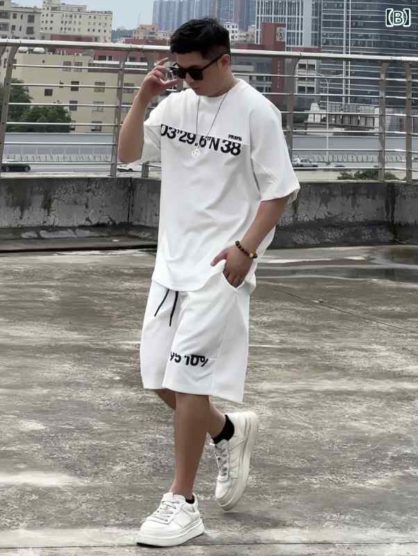 セットアップ メンズ カジュアル おしゃれ 夏 アメリカン ストリート レター プリント ファッション トレンド ラウンドネック 半袖 ショート パンツ