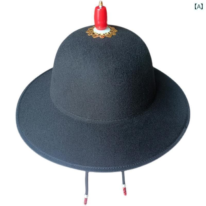 漢服 メンズ 帽子 衣装 舞台 小道具 コスプレ 子供 大人 ウール アクセサリー ブラック エレガント シンプル 民族 ステージ 結婚式 新郎 おしゃれ