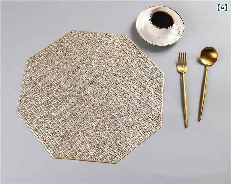 ティーマット 北欧 プレース ランチョン 断熱 PVC ダイニング テーブル ゴールド シルバー ブロンズ おしゃれ おもてし 火傷防止 家庭 滑りにくい チック ラウンド セット