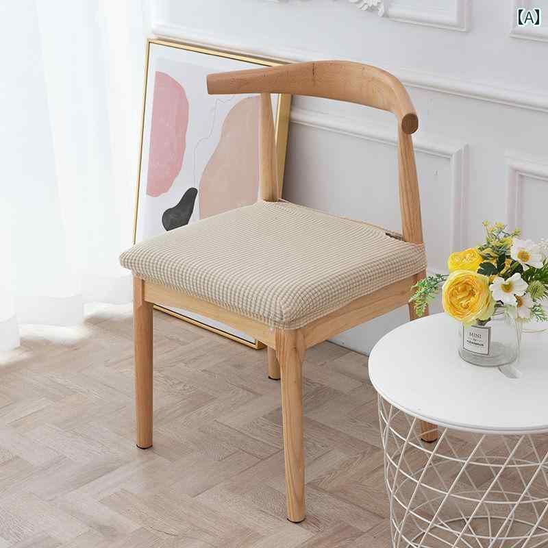 ダイニングチェアカバー 座面 シート クッション 家庭 防水 耐油 ホーン オールシーズン 弾力性 スツール シンプル モダン 簡単 ストレッチ性 チェック ズレにくい 赤 青 白