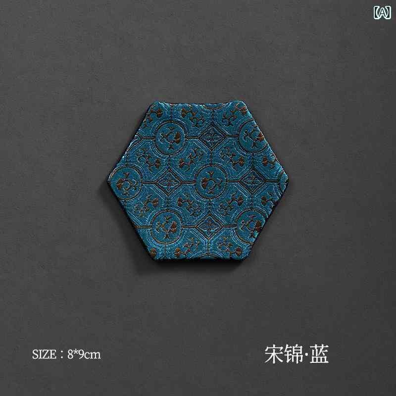 コースター おしゃれ チャイナ風 錦 断熱 マット ティーカップ お茶会 来客 家庭 普段使い ダイニング キッチン テーブル 雑貨 青 緑 茶 雲 牡丹 藤