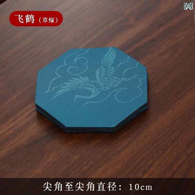 コースター おしゃれ チャイナ ダイニング テーブル ティーマット お茶会 来客 オフィス 家庭 普段使い 雑貨 滑りにくい 鶴 雲 竹 オレンジ 紫 紺