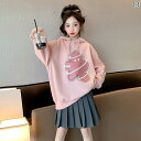 パーカー 女の子 秋冬 子供 キッズ 長袖 綿 韓国 トップス フード トレーナー スウェット カジュアル 柔らかい 通気性 快適 普段着 旅行 おしゃれ シンプル ピンク