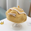 子供 ベレー帽 女の子 赤ちゃん 秋冬 幼児 ニット ペインター かわいい プリンセスガール ウール リボン ボタン ドーム つばし ベージュ ピンク オレンジ