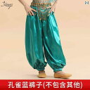 ダンス衣装 キッズ レディース インド ステージ 女の子 パフォーマンス ー パンツ エキゾチック ブルー レッド ポリエステル 花柄 ワイド
