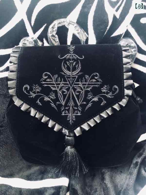 ゴシック パンク リュック 地雷系 ダーク 魔女 ゴスロリ 地雷 エレガント マジック ショルダー 刺繍 肩 ロック レディース かっこいい 黒 サブカル