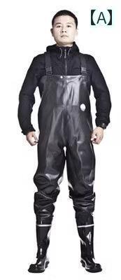 ウェーダー 釣り 防水 胴付長靴 チェストハイ 作業着 一体型 厚手 耐摩耗 内ポケット 滑り防止 メンズ レディース兼 アウトドア 水場仕事 鮮魚店 黒 緑 グレー