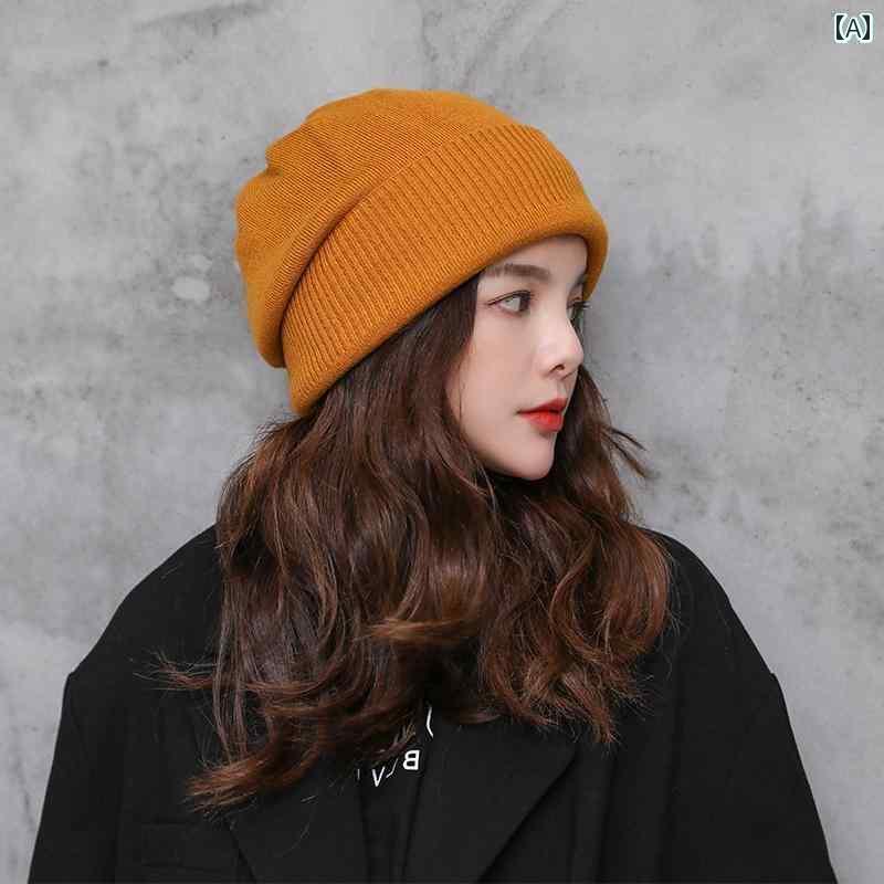 楽天おうち健康生活ニット帽子 レディース メンズ あったか 冬 韓国 ファッション ウール アウトドア キャンプ ゆったり 大きめ 秋 カジュアル 防寒 シンプル 茶 黄 グレー