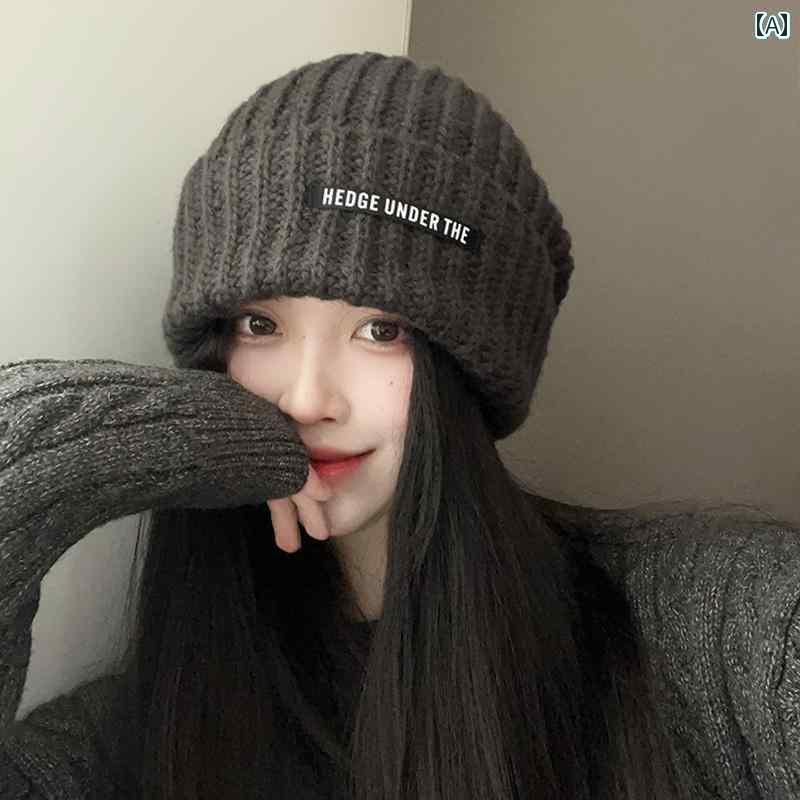 楽天おうち健康生活ニット帽子 レディース あったか 冬 ウール アウトドア キャンプ ゆったり 大きめ 小顔効果 カジュアル 防寒 暖かい シンプル 茶 白 グレー