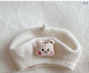 キッズ ベビー ベレー帽 韓国 女の子 秋冬 レトロ かわいい 立体 ぬいぐるみ リス ウサギ くま 白 グレー 茶 プレゼント 撮影 通園