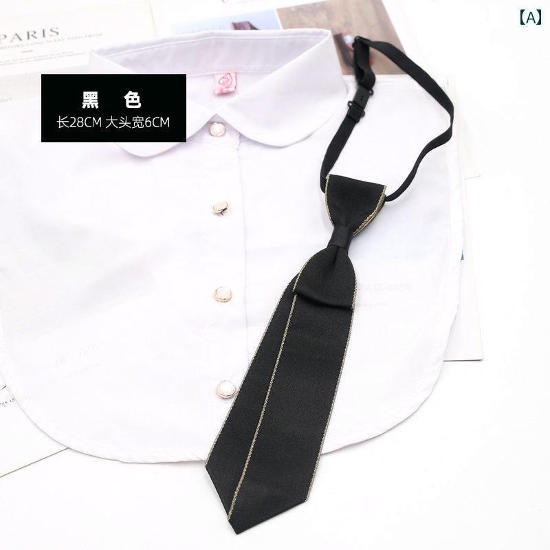 ネクタイ ワンタッチ レディース メンズ アクセサリー ナロータイ 6cm幅 ショート チェーン チャーム 鹿 十字架 クラウン おしゃれ 黒 青 赤 パフォーマンス ステージ 衣装