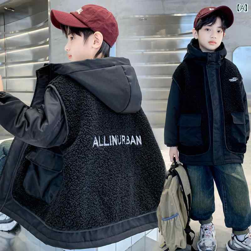 ボア ジャケット キッズ 子供 秋冬 男の子 アウター コート もこもこ 厚手 暖かい 快適 防寒 ポケット ..