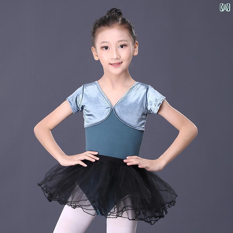 バレエ レオタード 子供 練習 女の子 スカート 新体操 ダンス パフォーマンス ストレッチ レッスン 夏 半袖 受験 上下セット ユニフォーム