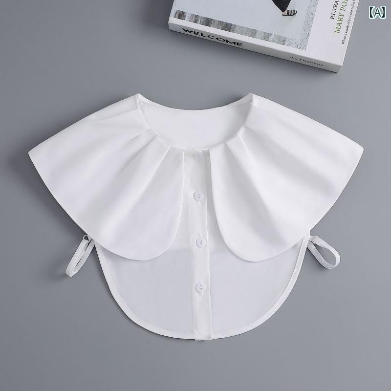 付け襟 レディース 装飾 フェイクカラー シャツ 多 韓国 おしゃれ 上品 レディース 女の子 女の子 白 着回し ビッグカラー ショッピング カフェ ランチ オフィス ボタン オールシーズン