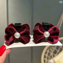 ヘアアクセサリー リボン 子供 プリンセス ヘッド 女の子 頭飾り クリップ 起毛 小物 秋冬 青 桃 黒 かわいい 女の子 幼児 キッズ 二個 セット