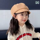 子ども 帽子 秋冬 女の子 男の子 レトロ かわいい キャスケット帽 カーキ ベージュ 黄 カジュアル シンプル マフラー セット 八角