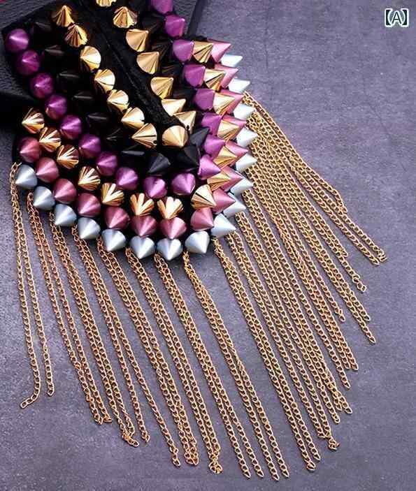 肩章 フリンジ アメリカ 韓国 ブローチ ステージ パフォーマンス 舞台 衣装 小道具 コスプレメンズ レ..