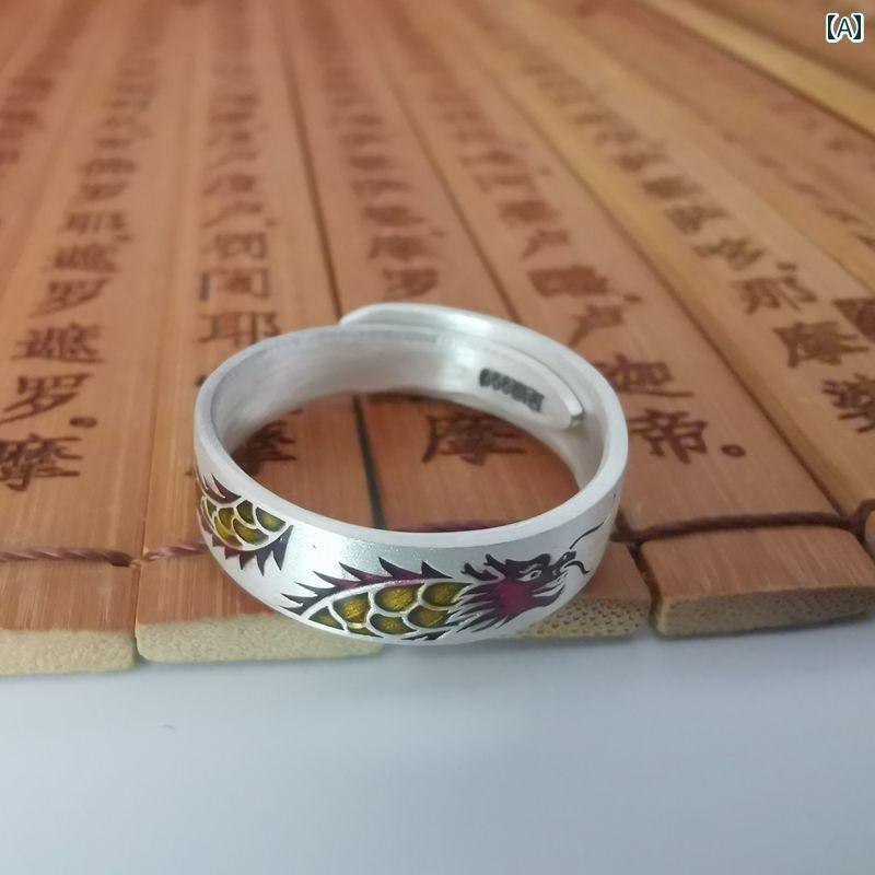 ドラゴン アクセサリー おしゃれ 龍 リング 指輪 調節可能 スターリングシルバー メンズ レディース カ..