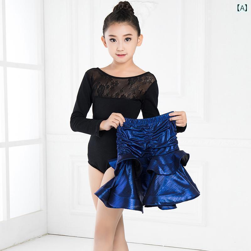 バレエ レオタード 子供 女の子 長袖 春秋 練習着 柔らかい ボディースーツ スカート 快適 通気性 動きやい セット おしゃれ フリル レース 青 紫 赤