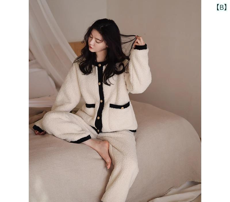 レディース パジャマ 冬 暖かい 秋 レディース ボタン 厚手 起毛 大きめサイズ もこもこ ホームウェア 上下セット ルーム 長袖 あったか 柔らかい 部屋着 バイカラー