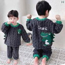 キッズ パジャマ 男の子 子供 ベビー 秋冬 フランネル 起毛 厚手 ホーム ルームウェア 上下セット フード付 首 あったか 暖かい モコモコ 部屋着 やわら...