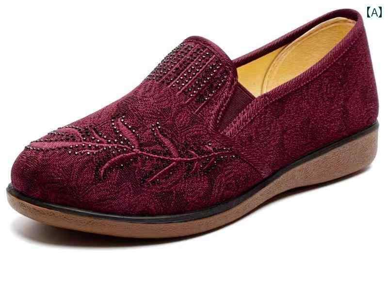 つま先 丸い パンプスローヒール ローファー ファッション50代 大人 シニア レディース 春秋 透かし柄 ..