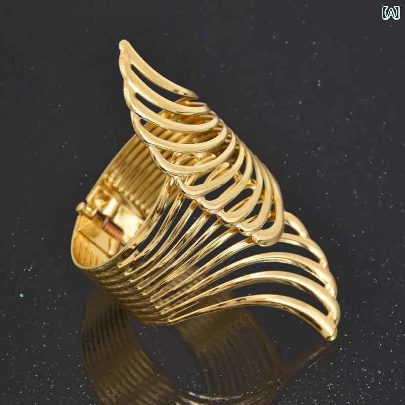 バングル レディース アクセサリー ブレスレット 合金 太め エスニック ボヘミアン インド シンプル おしゃれ ゴールド シルバー 2点セット パフォーマンス...