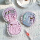 ジュエリーケース マーメイド シンデレラ ストロベリー フリル ファスナー 韓国 刺繍 生地 折りたたみ 薄マチ 収納 保管 持ち運び ネックレス ポータブル ...