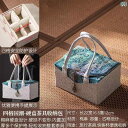茶道具 仕覆 御物袋 旅行 ティーセット 収納 ボックス ポータブル ブロケード 綿 リネン 蓋 持ち手 仕切り ポット カップ 大容量 中国茶 チャイナ風 お...