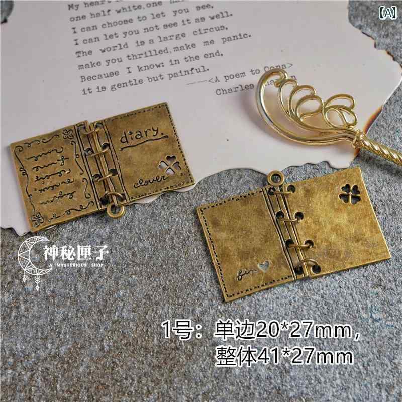 アクセサリー パーツ チャーム DIY 合金 メッキ 日記帳 ハート クローバー カン 繋ぎ ペンダント ネッ..